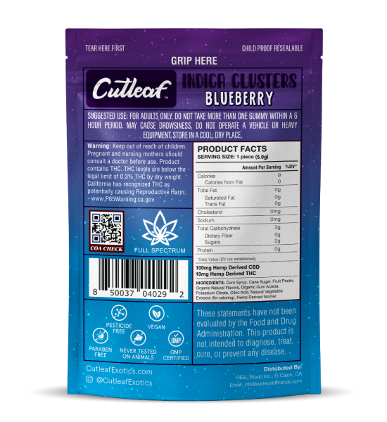 Blueberry 600MG Indica Gummy Clusters - Kratom For Less
