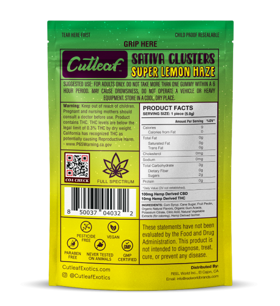 Super Lemon Haze 600MG Sativa Gummy Clusters - Kratom For Less