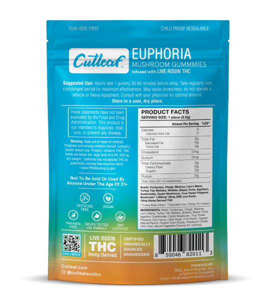 Mango Gelato 1000MG Euphoria Mushroom Gummies - Kratom For Less