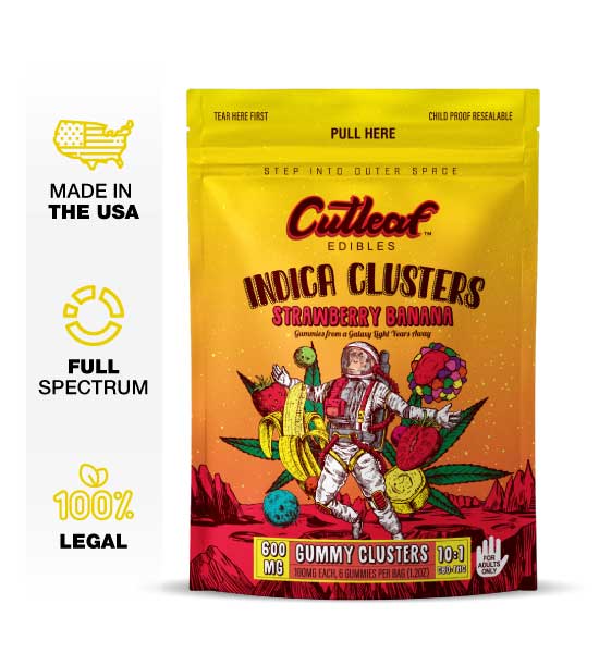 Strawberry Banana 600MG Indica Gummy Clusters - Kratom For Less