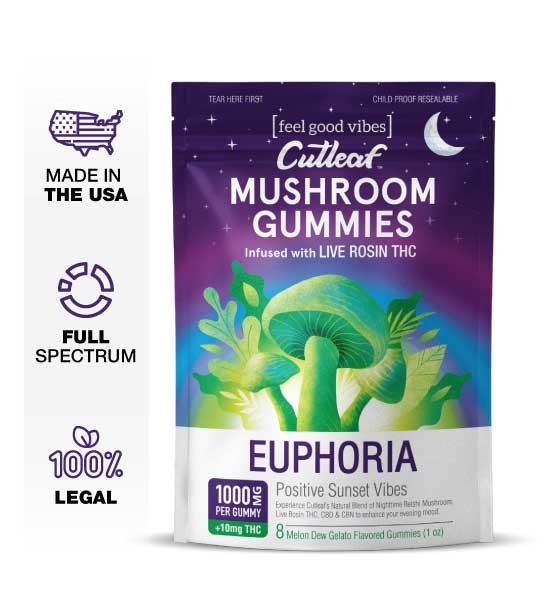 Melon Dew Gelato 1000MG Euphoria Mushroom Gummies - Kratom For Less