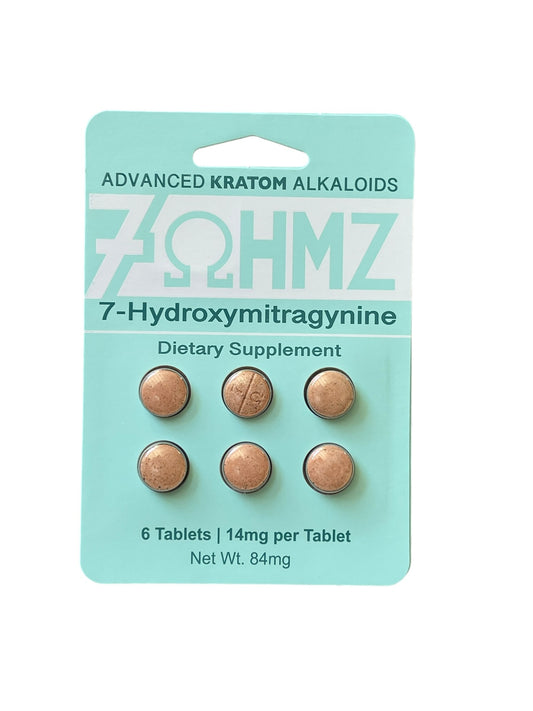 7 OHMZ Kratom 6 Tablets -14mg per tablet Advanced Kratom Alkaloids