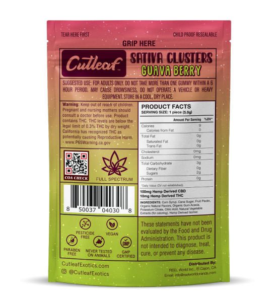 Guava Berry 600MG Sativa Gummy Clusters - Kratom For Less