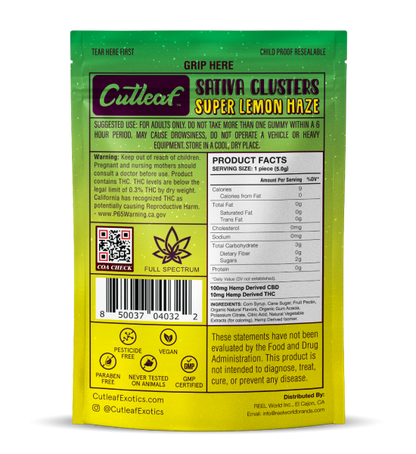 Super Lemon Haze 600MG Sativa Gummy Clusters - Kratom For Less