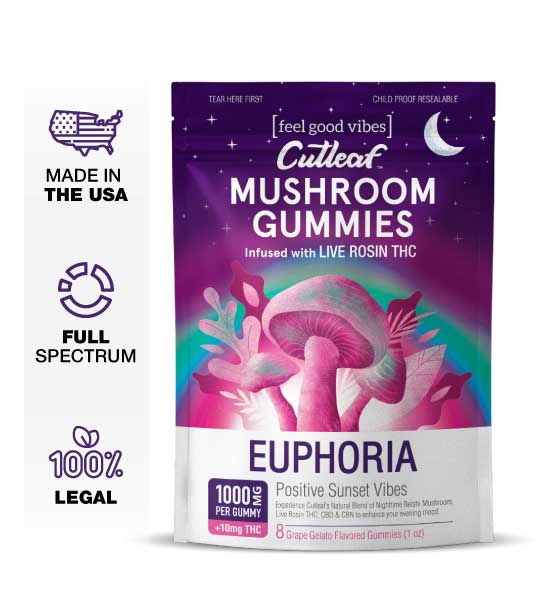 Grape Gelato 1000MG Euphoria Mushroom Gummies - Kratom For Less