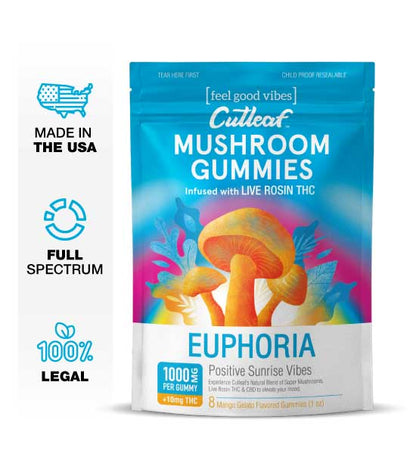 Mango Gelato 1000MG Euphoria Mushroom Gummies - Kratom For Less