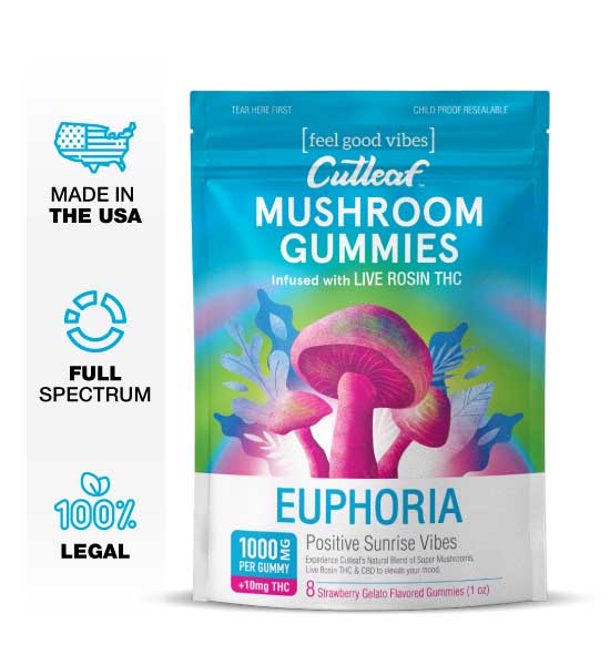 Strawberry Gelato 1000MG Euphoria Mushroom Gummies - Kratom For Less
