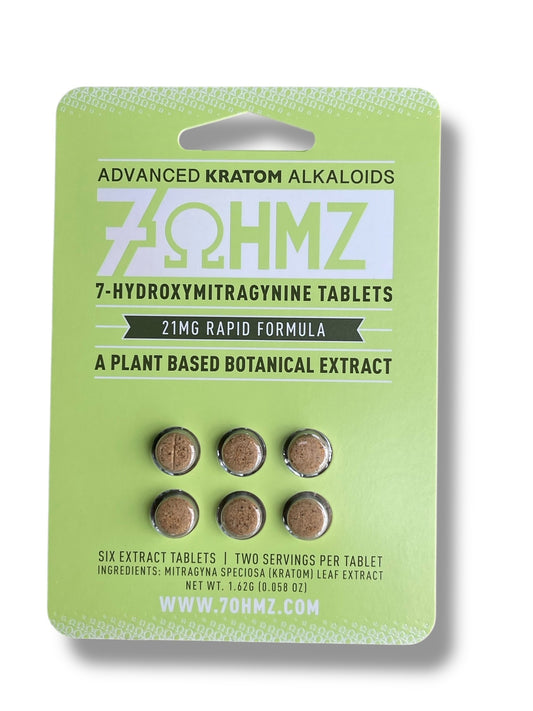 7 OHMZ Kratom 6 Tablets - 21mg per tablet Advanced Kratom Alkaloids