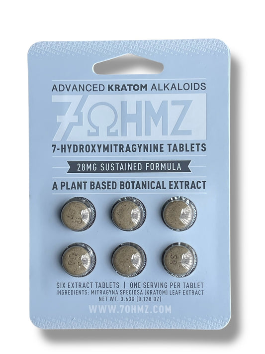 7 OHMZ Kratom 6 Tablets -28mg per tablet Advanced Kratom Alkaloids